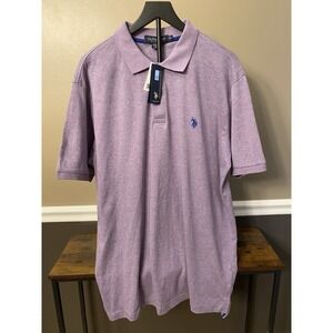 US Polo Association Polo Shirt Short Sleeve Men's X-Large Purple Luxury Feel